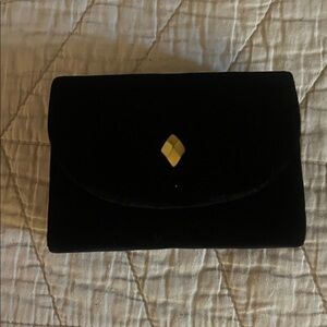 Black Velvet Clutch with Gold Accent